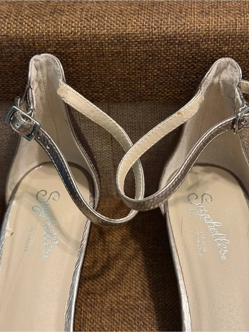 Seychelles Coffee Metallic Leather Wedge Sandals Rose Gold Size 7.5 Anthropologi